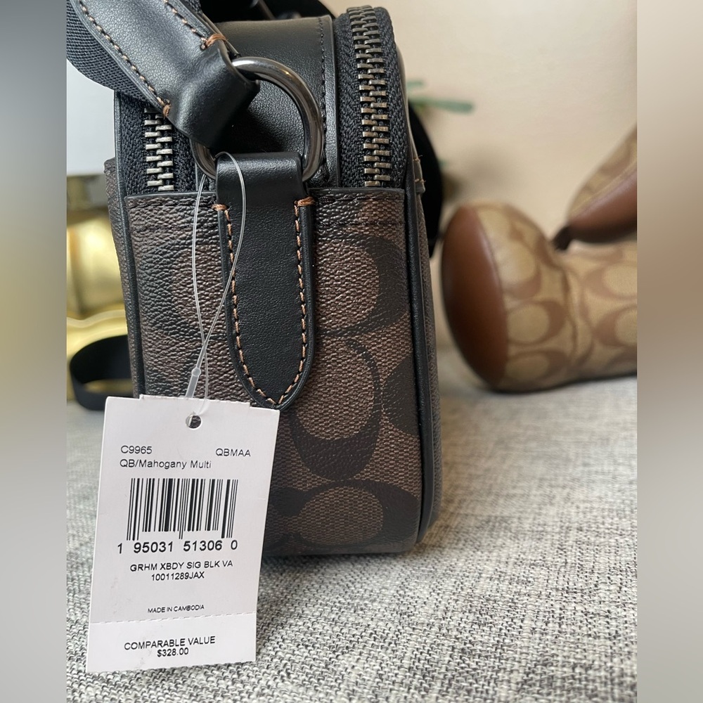 $179 COACH GRAHAM Crossbody In Signature Canvas with Stripe Mahogany Multi - Picture 5 of 7
